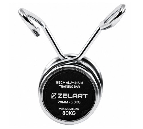 Гриф для штанги алюмінієвий Олімпійський прямий із замками Zelart довжина 1,83м ø50мм хром