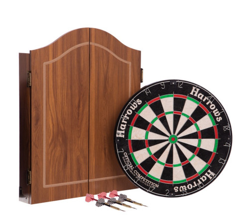 Дартс із кабінетом для мішені з Сизалю Sisal 6 дротиків і мішень Harrows PROS CHOICE COMBO SET 46см