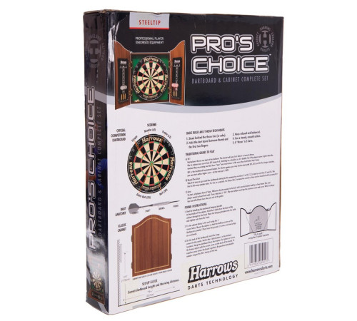 Дартс із кабінетом для мішені з Сизалю Sisal 6 дротиків і мішень Harrows PROS CHOICE COMBO SET 46см