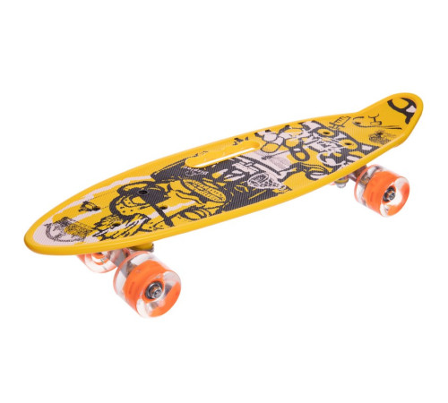 Пенні борд Penny Board круїзер пластиковий з колесами які світяться та ручкою для перенесення 24" SP-Sport жовтий-чорний