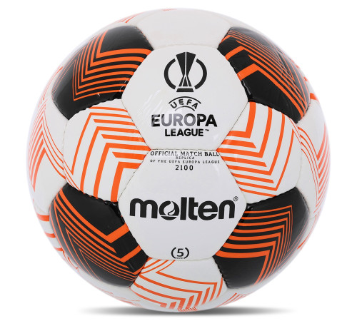 Мяч футбольный MOLTEN UEFA EUROPA LEAGUE №5 PU белый-черный-оранжевый