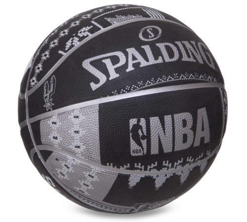 Мяч баскетбольный резиновый SPALDING NBA Sweater-San Antonio размер 7 черный-серый