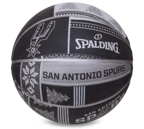 Мяч баскетбольный резиновый SPALDING NBA Sweater-San Antonio размер 7 черный-серый