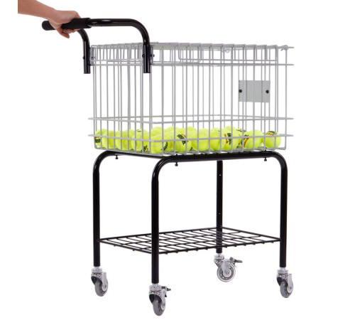 Кошик для тенісних м'ячів візок TENNIS BALL CART на 350 м'ячів TELOON чорний-срібний