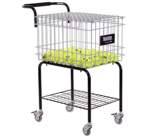 Кошик для тенісних м'ячів візок TENNIS BALL CART на 350 м'ячів TELOON чорний-срібний