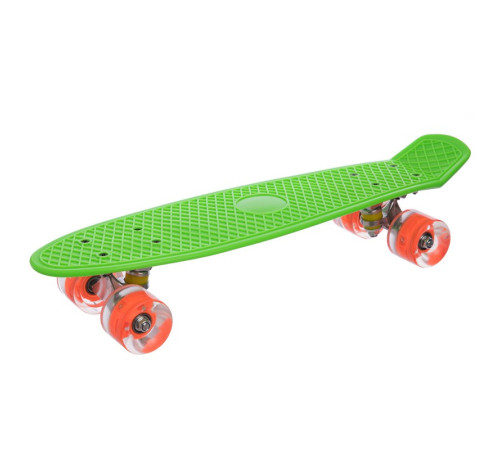Пенні борд Penny Board круїзер пластиковий з колесами які світяться SP-Sport салатовий-помаранчевий