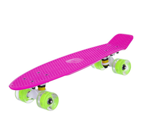 Пенні борд Penny Board круїзер пластиковий з колесами які світяться FISH рожевий-білий-салатовий