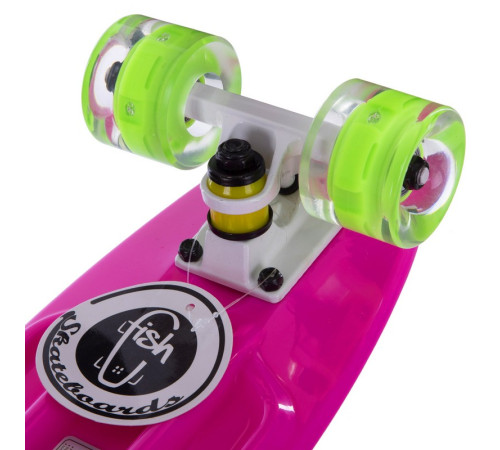 Пенні борд Penny Board круїзер пластиковий з колесами які світяться FISH рожевий-білий-салатовий