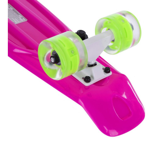 Пенні борд Penny Board круїзер пластиковий з колесами які світяться FISH рожевий-білий-салатовий