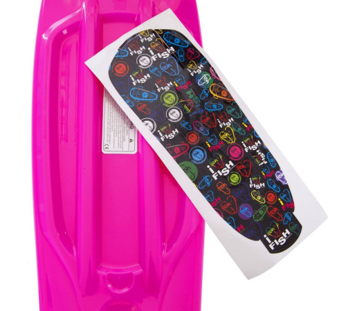 Пенні борд Penny Board круїзер пластиковий з колесами які світяться FISH рожевий-білий-салатовий