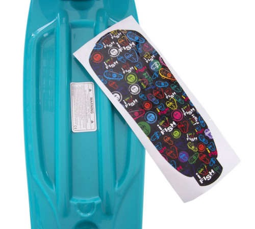 Пенні борд Penny Board круїзер пластиковий 22" FISH блакитний-чорний-чорний
