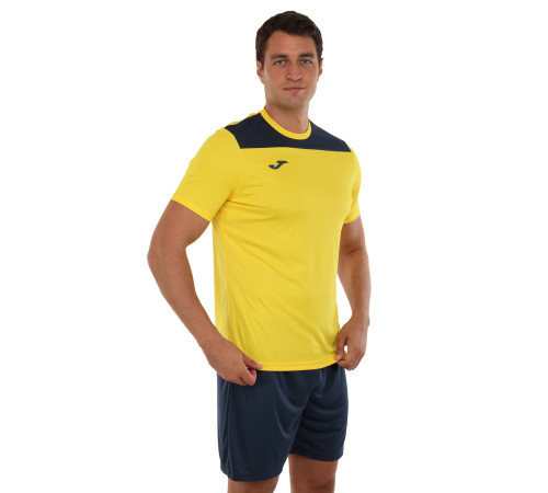 Форма футбольна комплект футболка та шорти Joma PHOENIX III 4XS-XL жовтий-темно-синій