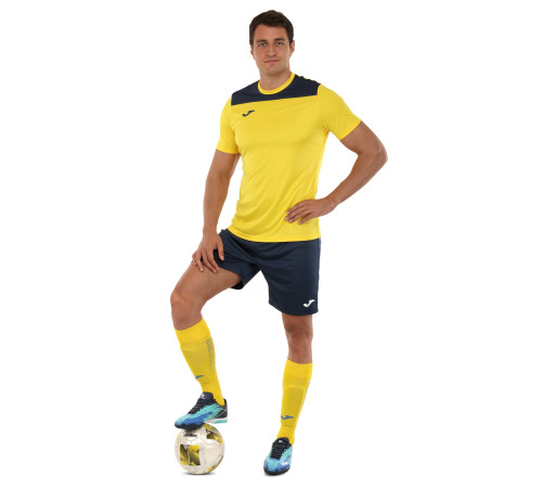 Форма футбольна комплект футболка та шорти Joma PHOENIX III 4XS-XL жовтий-темно-синій