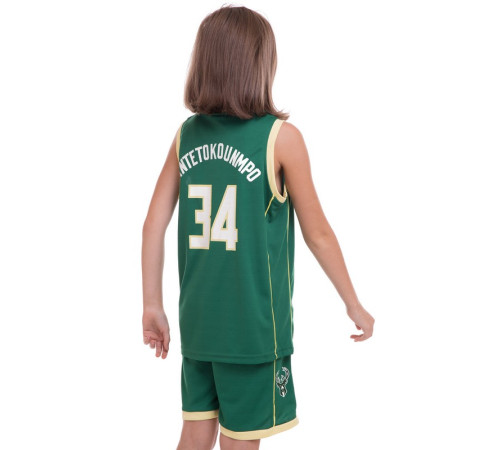 Форма баскетбольная детская NBA клуб Milwaukee Bucks 34 S-2XL зеленый-желтый