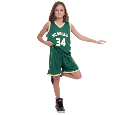 Форма баскетбольная детская NBA клуб Milwaukee Bucks 34 S-2XL зеленый-желтый