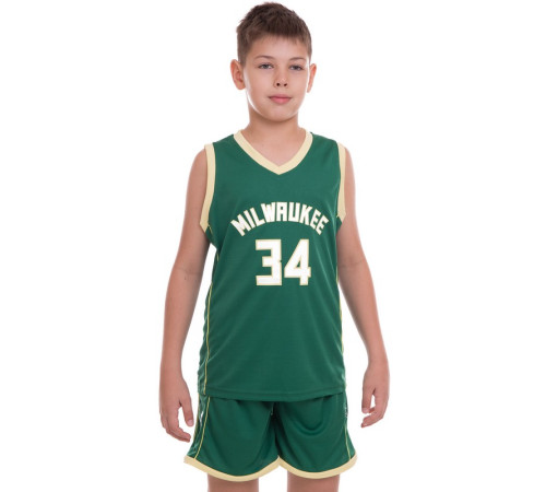 Форма баскетбольная детская NBA клуб Milwaukee Bucks 34 S-2XL зеленый-желтый