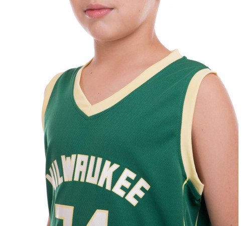 Форма баскетбольная детская NBA клуб Milwaukee Bucks 34 S-2XL зеленый-желтый