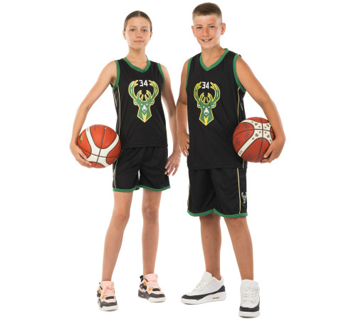 Форма баскетбольная детская NBA клуб Milwaukee Bucks 34 S-2XL черный-зеленый