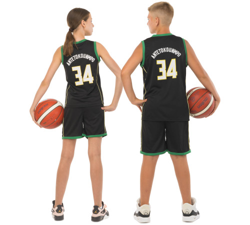 Форма баскетбольная детская NBA клуб Milwaukee Bucks 34 S-2XL черный-зеленый