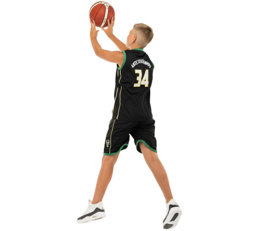 Форма баскетбольная детская NBA клуб Milwaukee Bucks 34 S-2XL черный-зеленый