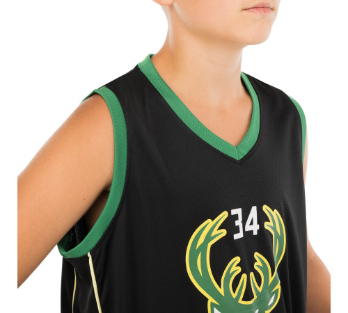 Форма баскетбольная детская NBA клуб Milwaukee Bucks 34 S-2XL черный-зеленый