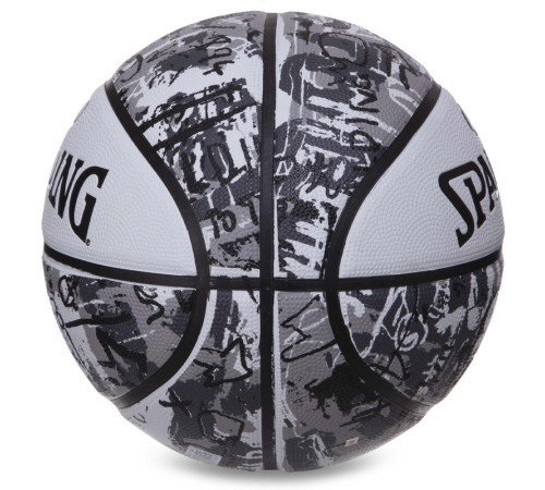 М'яч баскетбольний гумовий SPALDING GRAFFITI розмір 7 білий-чорний