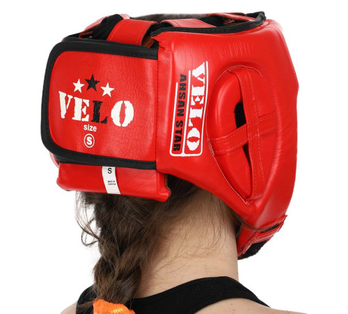 Шлем боксерский профессиональный кожаный AIBA VELO S-XL красный