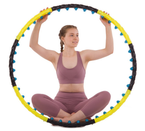Обруч для схуднення масажний розбірний Хула Хуп Hula Hoop DOUBLE GRACE MAGNETIC 8 секцій жовтий-чорний
