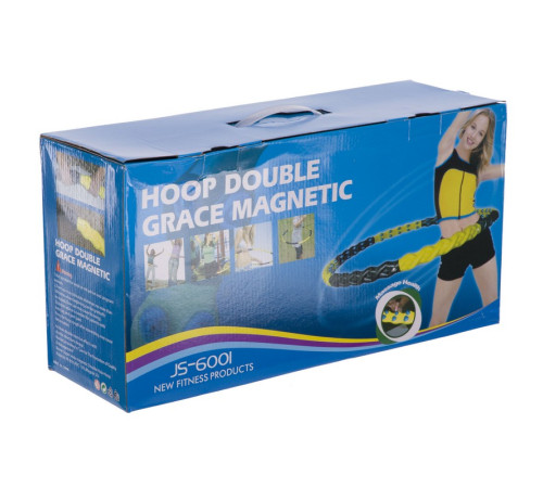 Обруч для схуднення масажний розбірний Хула Хуп Hula Hoop DOUBLE GRACE MAGNETIC 8 секцій жовтий-чорний