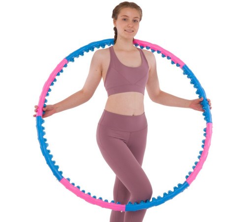 Обруч для схуднення масажний розбірний Хула Хуп Hula Hoop DOUBLE GRACE MAGNETIC 8 секцій рожевий-синій