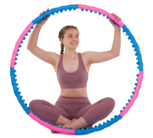 Обруч для схуднення масажний розбірний Хула Хуп Hula Hoop DOUBLE GRACE MAGNETIC 8 секцій рожевий-синій