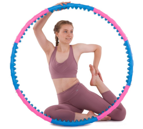 Обруч для схуднення масажний розбірний Хула Хуп Hula Hoop DOUBLE GRACE MAGNETIC 8 секцій рожевий-синій