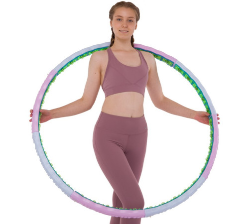 Обруч для схуднення масажний розбірний Хула Хуп Hula Hoop DOUBLE GRACE MAGNETIC 8 секцій бузково-блакитний