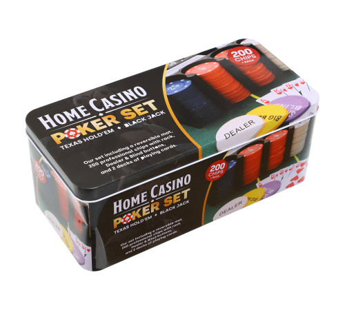 Набір для покеру в металевій коробці Home Casino Poker set SP-Sport 200 фішок