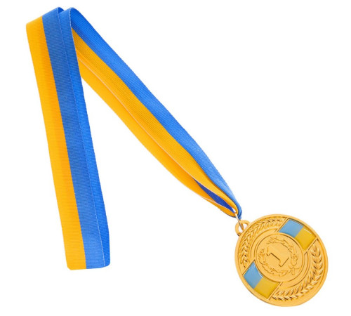 Медаль спортивна зі стрічкою SP-Sport UKRAINE з українською символікою ø6,5см золото, срібло, бронза