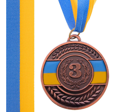 Медаль спортивна зі стрічкою SP-Sport UKRAINE з українською символікою ø6,5см золото, срібло, бронза