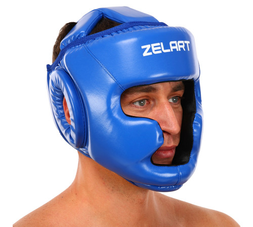 Шолом боксерський з повним захистом PU Zelart M-XL кольори в асортименті
