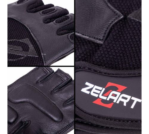 Рукавиці спортивні шкіряні Zelart S-XXL чорний