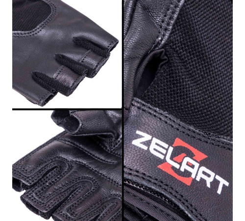 Рукавиці спортивні шкіряні Zelart S-XXL чорний