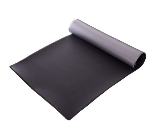 Коврик для фитнеса и спорта с люверсами для хранения Zelart 120x60x0,8см серый-черный