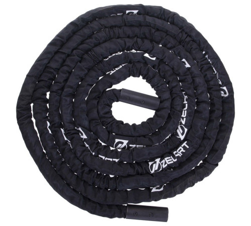 Канат для кроссфита в защитном рукаве Combat Battle Rope Zelart 15м черный
