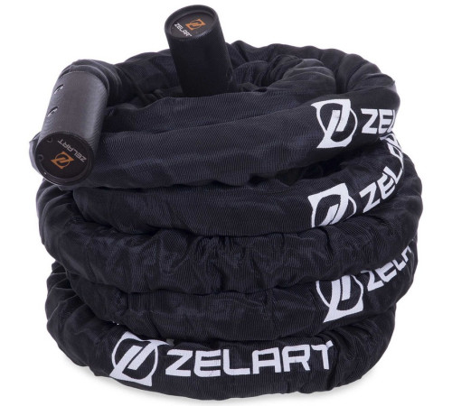 Канат для кроссфита в защитном рукаве Combat Battle Rope Zelart 15м черный