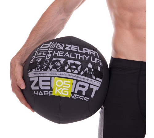 М'яч набивний медичний для кросфіту WALL BALL Zelart 5кг чорний