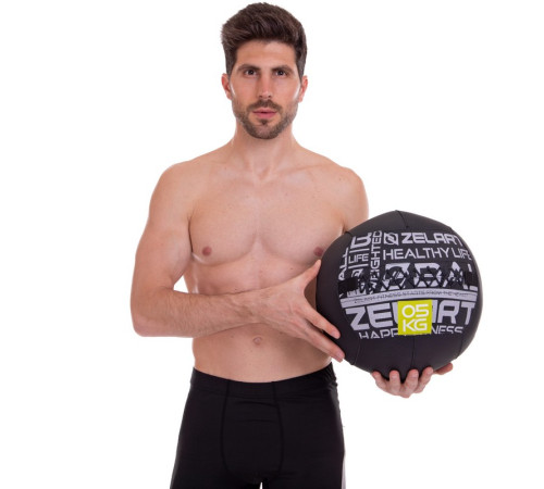 М'яч набивний медичний для кросфіту WALL BALL Zelart 5кг чорний