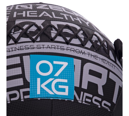 М'яч набивний медичний для кросфіту WALL BALL Zelart 7кг чорний