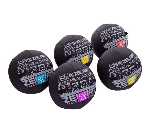 М'яч набивний медичний для кросфіту WALL BALL Zelart 12кг чорний