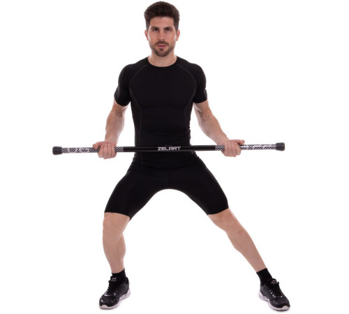 Бодібар Body Bar Zelart вага 6кг чорний-сірий
