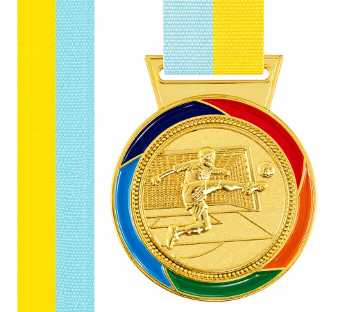 Медаль спортивна зі стрічкою кольорова тематична SP-Sport Футбол ø7см золото, срібло, бронза