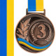 Медаль спортивная с лентой SP-Sport UKRAINE с украинской символикой ø6,5см золото, серебро, бронза