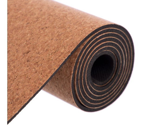 Килимок для йоги Пробковий каучуковий двошаровий Yoga mat Record 183x61мx0.4cм з принтом Мандала коричневий